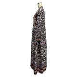 Pbong  Elegant Long Sleeve Loose Maxi Dress Women Autumn Fashion Print V-neck Long Dresses Casual