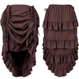 Pbong  Spring European Vintage Style Women High Waist Ruffled Long Skirt Solid White Party Dance Victorian Cosplay Costume Skirt