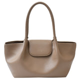 Pbong  Fashion PU Chic Tote Handbag Retro Solid Color Underarm Pouch Commute Daily Shoulder Bag Large Capacity Top-Handle Bags