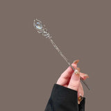 Vintage Moonstone Butterfly Hair Sticks for Women Fashion Metal Hanfu Hairpin Disk Hair Chopsticks Hair Accessories
