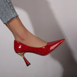 Pbong  New Pointed Thin Heels Classic Casual High Heels New Embossed Fashion Large Shoes Women's Shoes