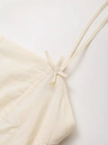 Solid Beige Plaid Embroidery Short Dress Sleeveless Sqaure Collar Casual Bow Women Dress 2025 New Sweet Chic Summer Vestidos