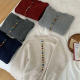 Multicolor Button Knit Sweater Cardigan Women Long Sleeve Button-Up Sweater Jacket Teen-girl Autumn Winter Korean Fashion Outfit