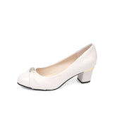 Pbong  Spring New Soft-soled Single Shoes Round Toe Shallow Mouth One Slip Block Heel Non-tiring Shoes