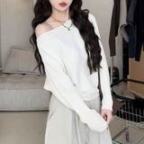Off Shoulder Knit Top for Women Slash Neck Batwing Sleeve Off-the-Shoulder Sweater Pullover Autumn Winter Elegant Fashion Outfit