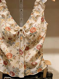 Y2k Japanese Style Hot Girl Slim Tanks 2000s Harajuku Vintage Sexy Camis Summer French Elegant Print Floral Sleeveless Tops Chic