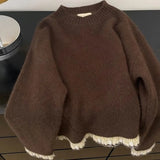 Pbong  Korean Style round Neck Loose Women's Sweater Soft Cozy New Arrival Summer to Winter Outerwear Comfortable Lazy Style Shirt