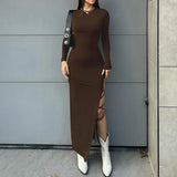 Casual Lace Up Asymmetrical Long Split Dress