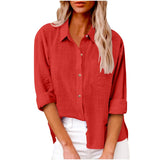 100% Cotton Linen Long Sleeve Shirts Women Clothing Y2k Tops Vintage Fashion Clothes Tshirt Elegant Casual Tees Streetwear