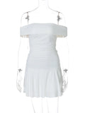 Off-shoulder Strapless Sexy Mini Dress For Women Robe Elegant Sleeveless Backless Ruched Skinny Club Party Dress