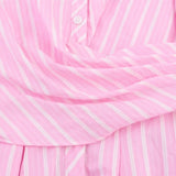 French Fashion Striped V-neck Long Sleeve Short Dress Chic Loose Single Breasted Pleat Summer Dress New Female Clothing