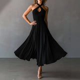 Pbong  Elegant Sleeveless Party Long Dresses For Women Summer Fashion Solid Color Slim Off The Shoulder A-line Maxi Dress Casual