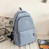 Pbong  Solid Color Backpack Women Multi-pocket College Book Bag Casual Laptop Backpacks Men Schoolbag For Teenage School Bags For Girls