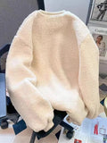 Cute Cartoon Faux Lamb Sweatshirts Women Loose Cute Long Sleeve Warm Pullover Japan Sweet O Neck Fashion Letter Tops New