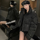 New Women Autumn Winter Puffer Jacket 2025 New Short Parkas Coat Korean Fashion Stand Collar Bread Jacket Solid Outerwear