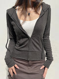 Solid Knitted Autumn Winter Women’s Sweats Cardigan Long Sleeve Ribbed Causal Basic 2024s Fashion Zip Up Hooded Coat