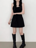 Pbong  Retro Design Chic Summer Short Denim Dress Women's Waist Cinching Strapless Dress Casual Style No Brand Registered Trademark