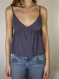 Women's Summer Babydoll Tops Sleeveless Spaghetti Strap Lace Trim Camisole Cami Tank Tops
