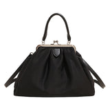 Pbong  Women Retro Pleated Hobo Shoulder Bag Large Capacity Crossbody Bags Kiss-Lock Clip Bag Vintage Handbag Fashion Daily Backpack