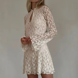 Deep V-neck Tight Short Dress Flare Sleeve Thin Lace Embroidery Sexy Summer Women Dress Fashion Party Clubwear Vesidos 2025 New