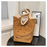 Pbong  Korean Style Plush Commuter Tote Bag Women's Retro Versatile Single Shoulder Bag Small Design Crossbody Bag for Autumn Winter