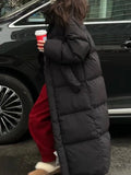 Winter Women Casual Long Sleeve Outerwear Solid Color Hooded Maxi X-Long Parkas Jacket Oversized Single Breasted Warm Coat New