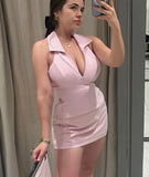 Women Summer 2 Piece Set High Waist Back Pocket Mini Skirts Shorts Sexy V-Neck Sleeveless Backless Suspender Zipper Top