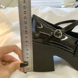 Pbong  Knot High Heel Mary Jane Single Shoes Women's Summer New Japanese Style JK Heightening French Leather Shoes Women