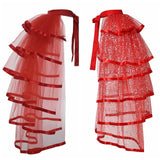 Pbong  Steampunk Tulle Tutu Skirt Women Medieval Gothic Cocktail Club Ruffles Punk Mermaid Overskirt