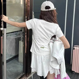 Pbong  Korean Chic Skirts For Women High Waist Irregular Jupe Patchwork Lace Ruffles Saia Summer Sweet Skirt Faldas Mujer De Moda