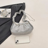 Pbong  Fashionable Pleated Chain Underarm Bag Women's Crossbody Bag Stylish Versatile Single Shoulder Bag for Casual Travel