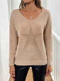 2025 New Solid Color Star Pattern Hoodie Long Sleeve Autumn/Winter Knitted Sweater
