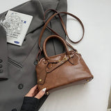 Pbong  PU Retro Tote Bag for Women Winter Trend New Fashion Y2K Handbags Females Travel Shoulder Crossbody Bags
