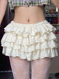 Solid Sweet Cute Cake Skirt Women Trendy Clothes Tiered Puff Skirt Gentle Elegant All-Match Korean Style
