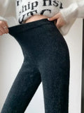 Pbong  Thickened Warm Rabbit Fur Women's Autumn Winter High Waist Slim Fit Stretchy Casual Leggings Pants Tighten Body Shape