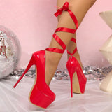 Pbong  Spring New High Heel Single Shoes Women's Color Block Sexy Waterproof Platform Ultra High Heel Nightclub Women's Shoes Trendy