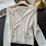 Knitted Cardigan Sweater Jacket Versatile Women Spring/Summer New Fashion Self cultivation Sunscreen Ladies Top Coat