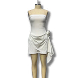Pbong  Solid Slimming Spliced Flower Dress for Women Strapless Sleeveless Minimalist Temperament Dresses Female Fashion