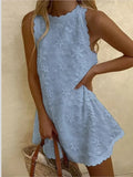 Pbong  Casual White Lace Mini Dress Women Summer Fashion Sleeveless Loose Chic Short Party Vacation Dresses Elegant Vestidos