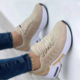 Pbong  Women's Shoes Spring and Autumn New Mesh Breathable Casual Shoes Outdoor Lightweight Non-slip Wedge Heel Thick-soled Sneakers
