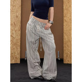 Pbong   Man's Wear Casual Suit Pants Striped Lace-Up Button Loose Fit Draped Trousers Summer Korean Style Men Clothing