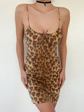 Round Neck Leopard Backless Sleeveless Dress