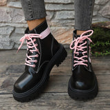 Women Boots Autumn Winter Fashion Casual New Comfortable Women Shoes Warm Round Toe Cute Leather Women Square Heel Ankle Boots