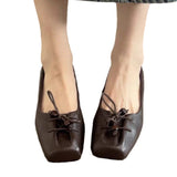 Pbong  Women's Loafers Shoes Square Toe Shallow Designer Heels Shoes New Heeled Sandals Retro Fad Walking Leather Casual Mujer Zapatos