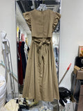 Pbong  Fashion Vintage Dress Plaid Lace-up Back Hollow Out O Neck Flying Sleeve Long Dress Summer Design Female Slim Women's Clothing