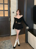 Sexy Two Piece Patchwork Lace Tops Front Cross Pleated Design Short Girl Harajuku Vintage Punk Shirtsy2k Aesthetic Clothes