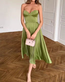 Pbong   Luxury Designer Clothing Women Strapless Dress Elegant Party Sleeveless Green Maxi Dresses Club Outfit for Woman