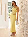 Slanted Shoulders Hollow Sexy Long Dress Woman Solid Sleeveless Mesh Splice Slim Dress Fashion New Lady Vacation Clothes