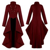 Pbong  Latest medieval dress, tailcoat, flip collar, irregular hem, retro long top, European and American fantasy adventure set
