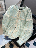 French Design Blouses Hollow Out Embroidery Long Sleeve Patchwork Lace Up Shirts Casual Loose All Match Elegant Women Clothing